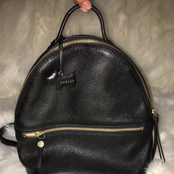 radley black leather backpack